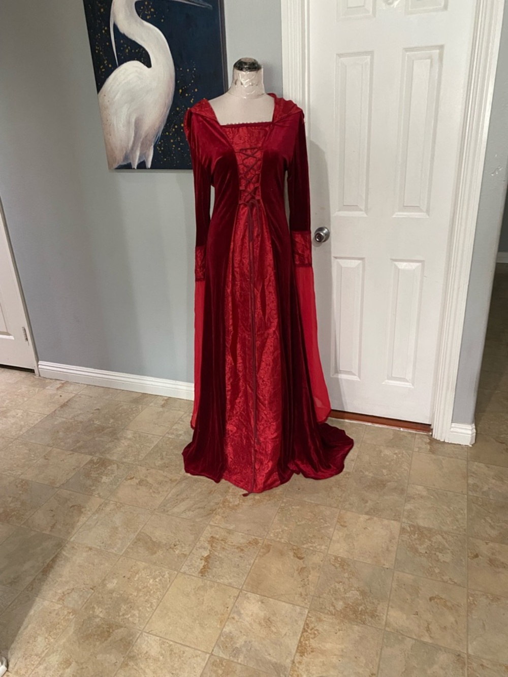 New Women XL Deluxe Witch Dress Costume, Vintage Embroidered Renaissance Gothic - Picture 8 of 13